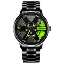 Load image into Gallery viewer, Car Wheel Watch-Waterproof Stainless Steel Japanese Quartz Wrist Watch Sports Men’s Watches (Green)