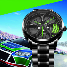 Load image into Gallery viewer, Car Rim Watch-Waterproof Stainless Steel Japanese Quartz Wrist Watch Sports Men’s Watches(Green)