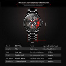 Load image into Gallery viewer, Car Rim Watch-Waterproof Stainless Steel Japanese Quartz Wrist Watch Sports Men’s Watches(Red)