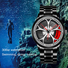 Load image into Gallery viewer, Car Rim Watch-Waterproof Stainless Steel Japanese Quartz Wrist Watch Sports Men’s Watches(Silver)
